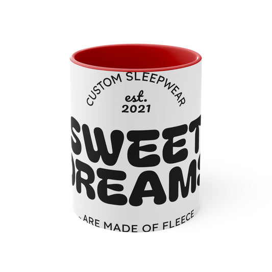 Accent Mug — 'Sweet Dreams' Pink Interior Coffee Cup, Custom Sleepwear Design