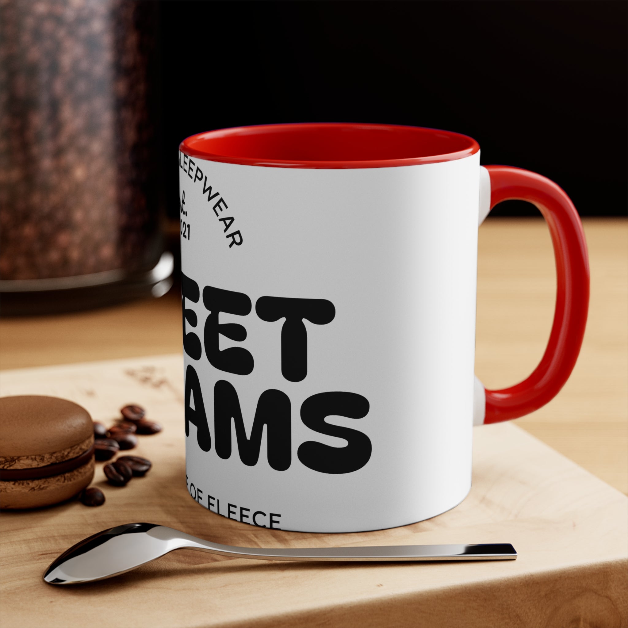 Accent Mug — 'Sweet Dreams' Pink Interior Coffee Cup, Custom Sleepwear Design