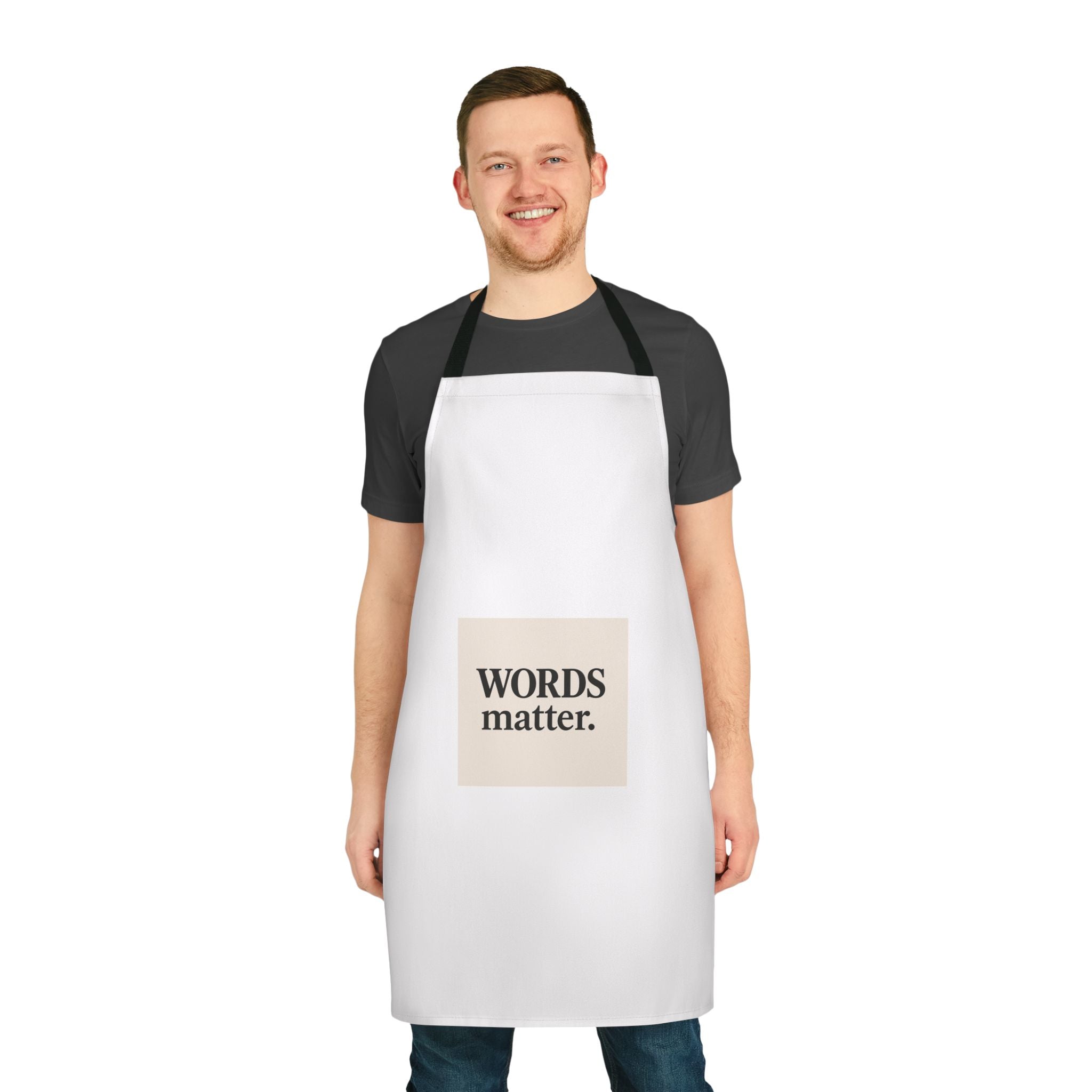 Words Matter Apron — Statement Kitchen Apron with Bold Typography