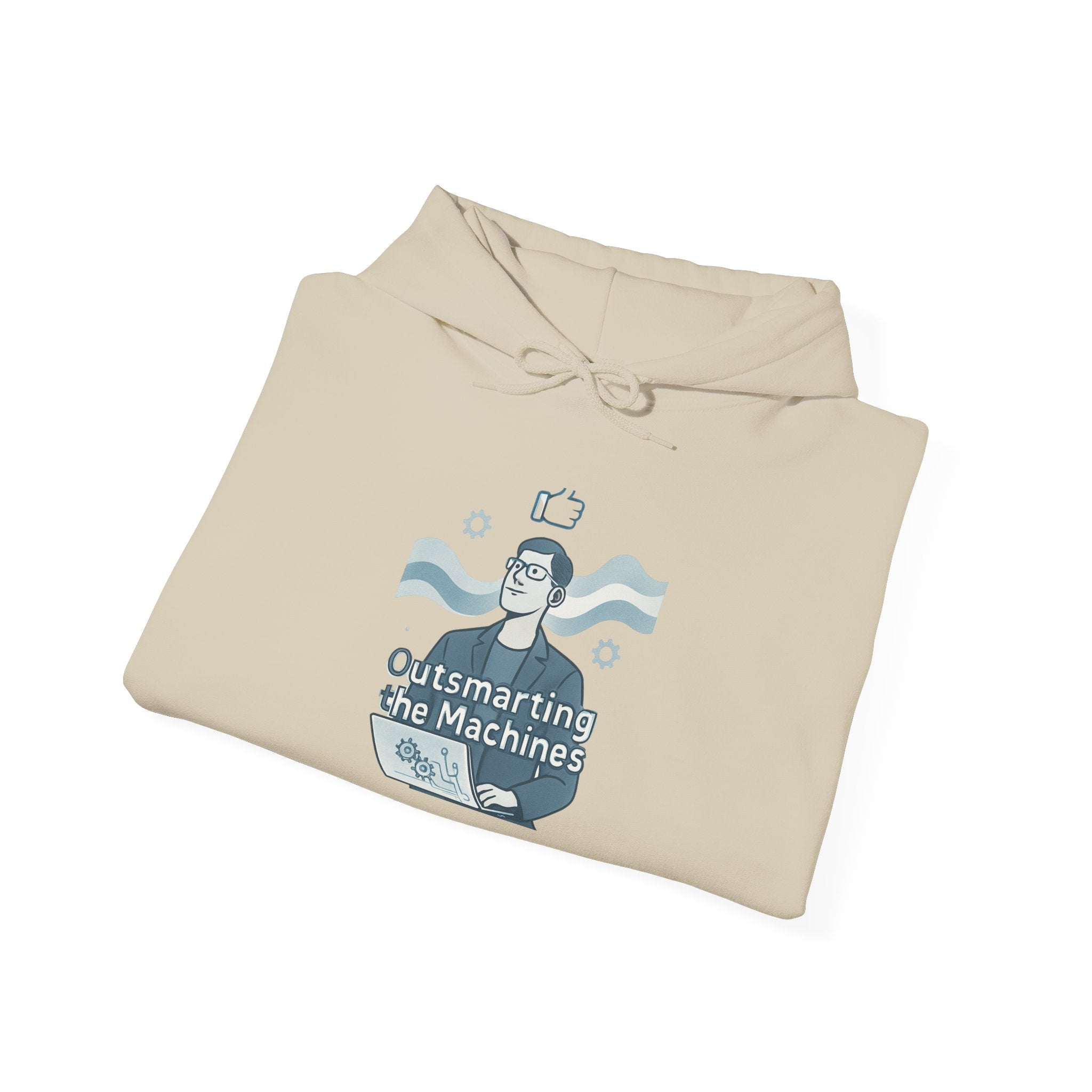 Outsmarting the Machines Hoodie — Retro Tech AI Graphic Sweatshirt