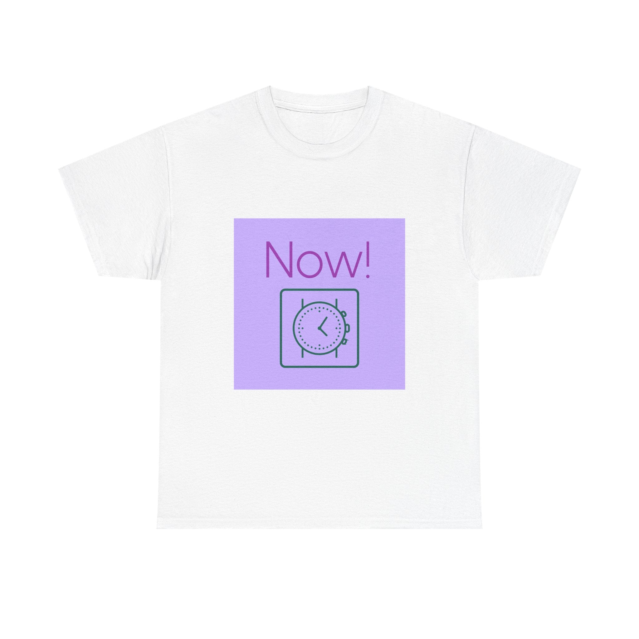Now! Graphic Tee — Retro Clock Motivational T‑Shirt