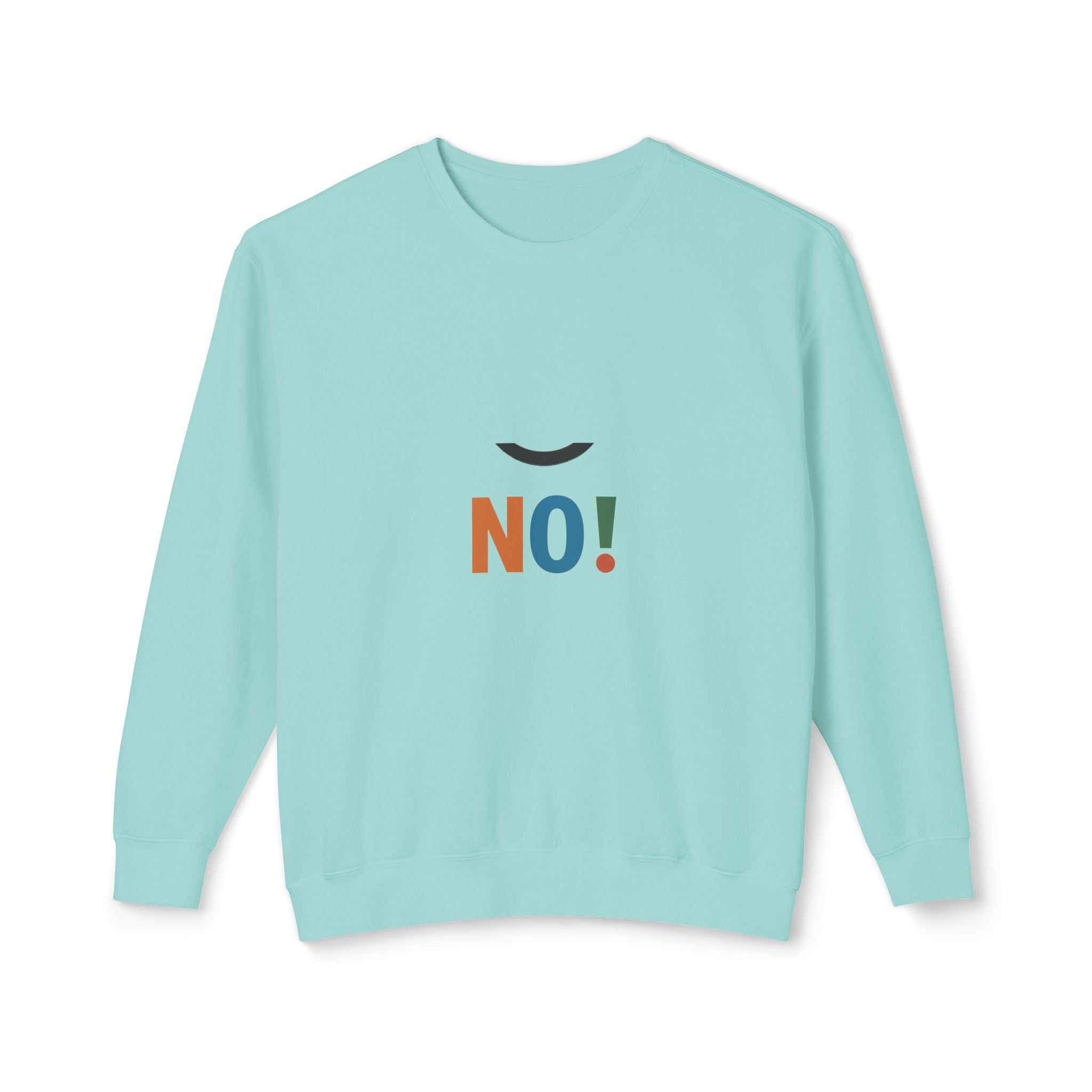 No! Minimalist Crewneck Sweatshirt — Bold Color Block Statement