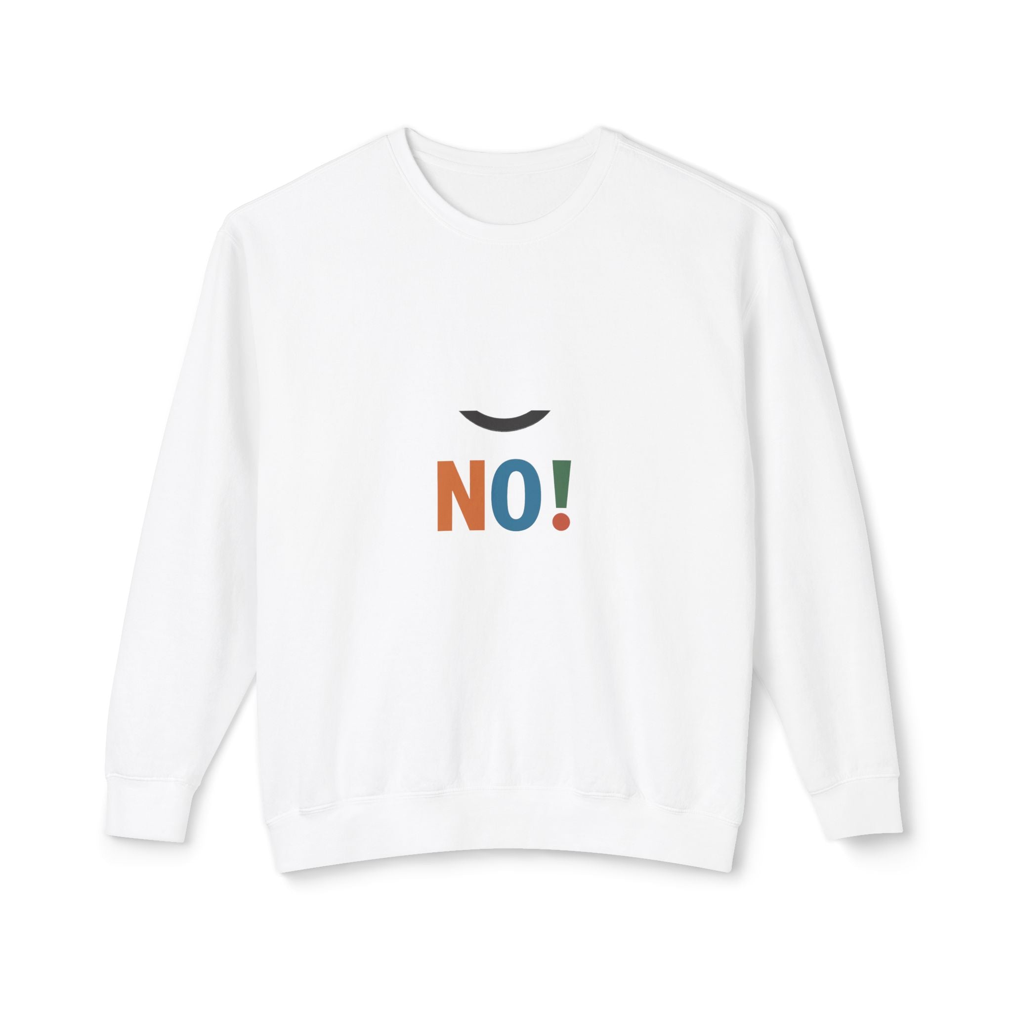 No! Minimalist Crewneck Sweatshirt — Bold Color Block Statement