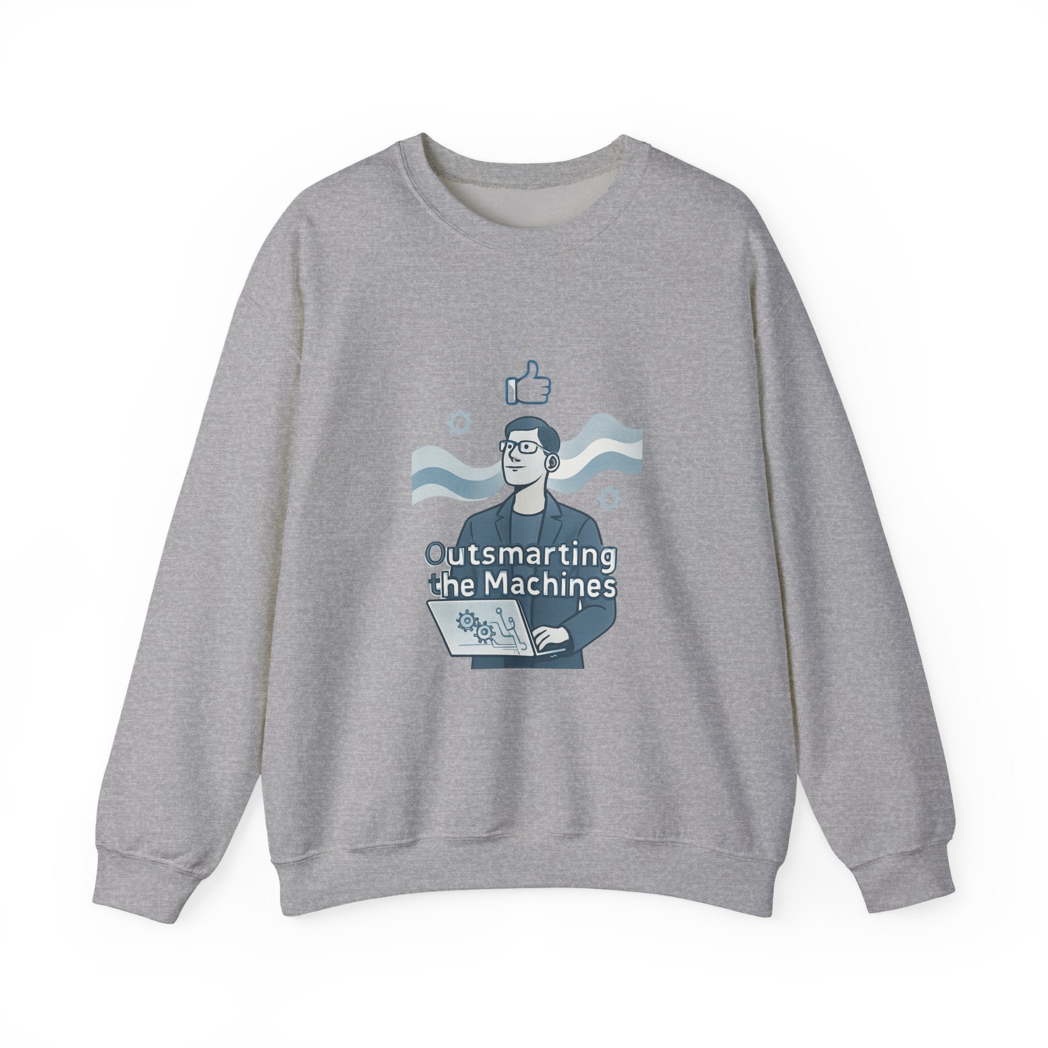 Crewneck Sweatshirt – “Outsmarting the Machines” Retro Tech Graphic