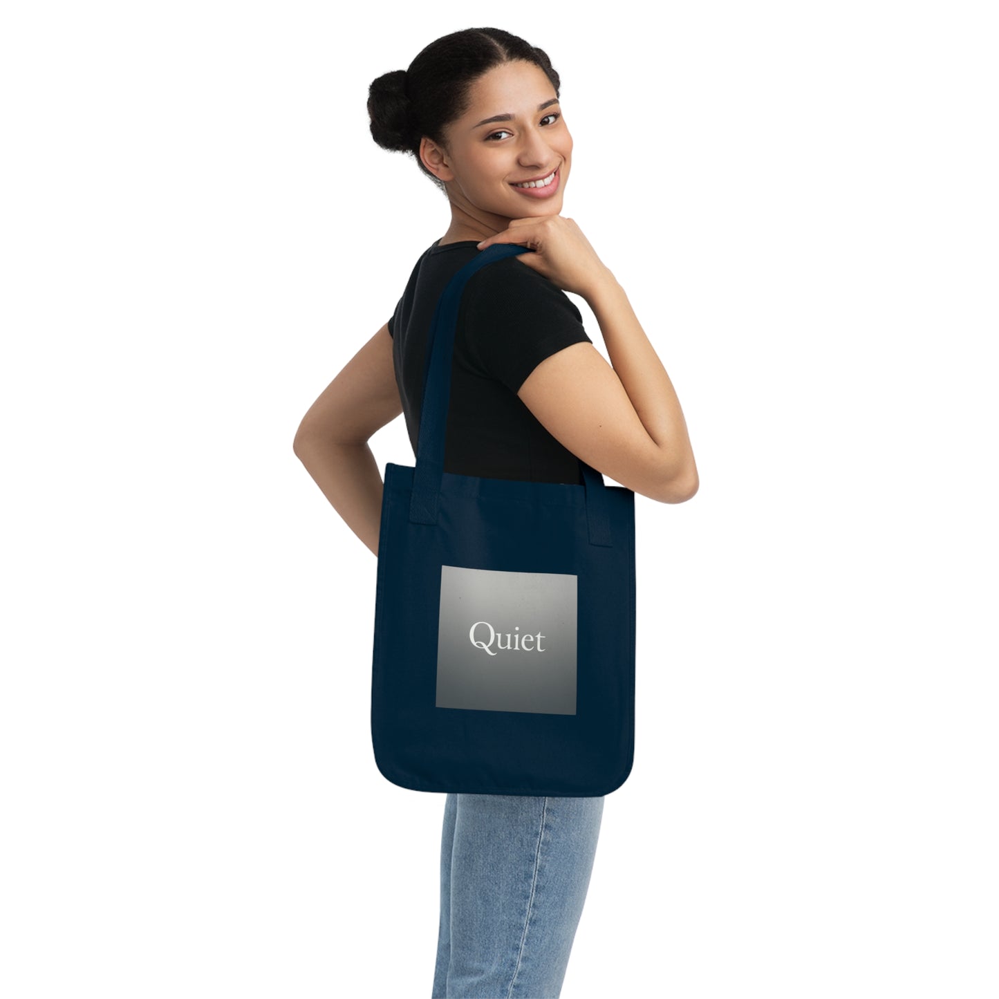 Quiet Square Canvas Tote — Minimalist Organic Grocery & Book Bag
