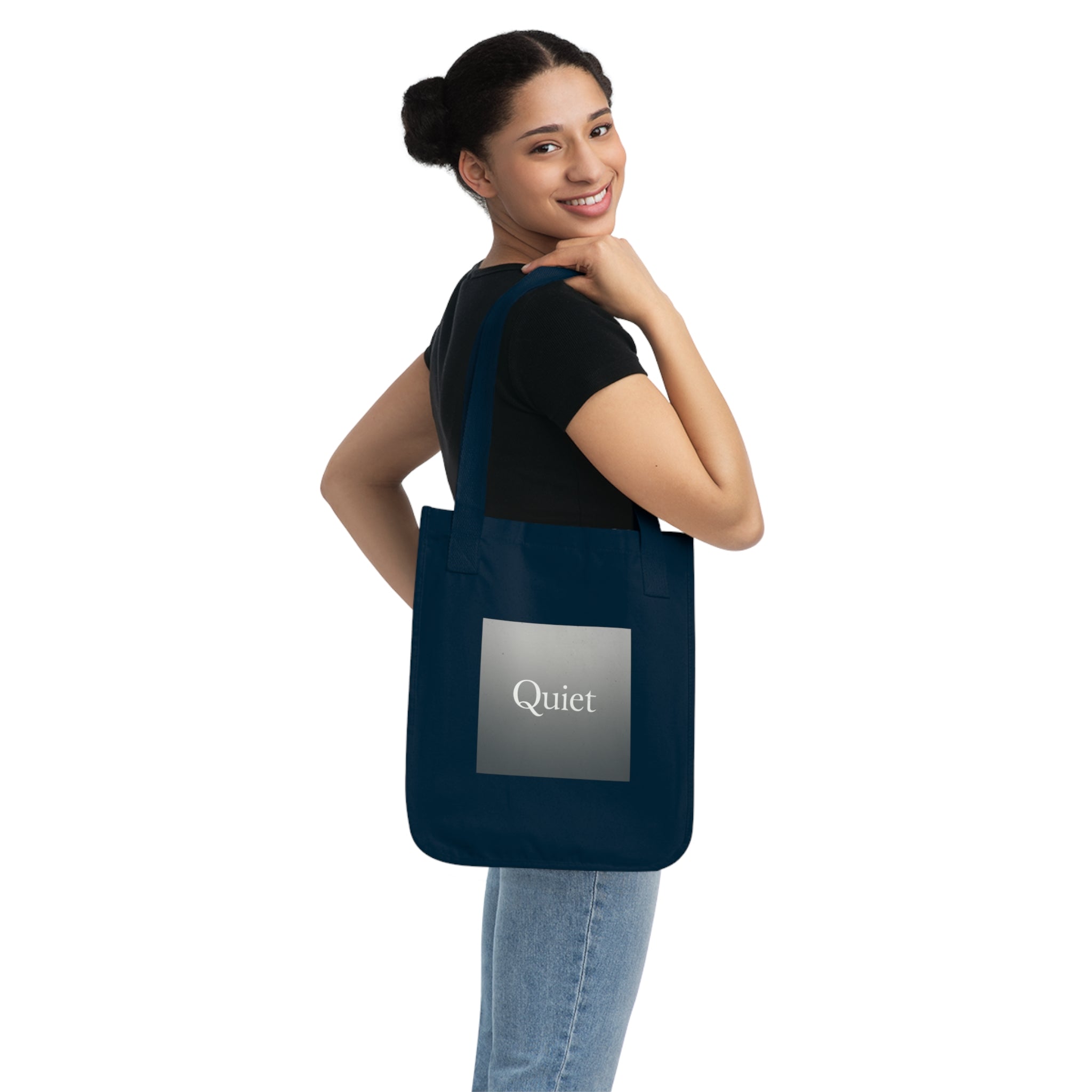 Quiet Square Canvas Tote — Minimalist Organic Grocery & Book Bag