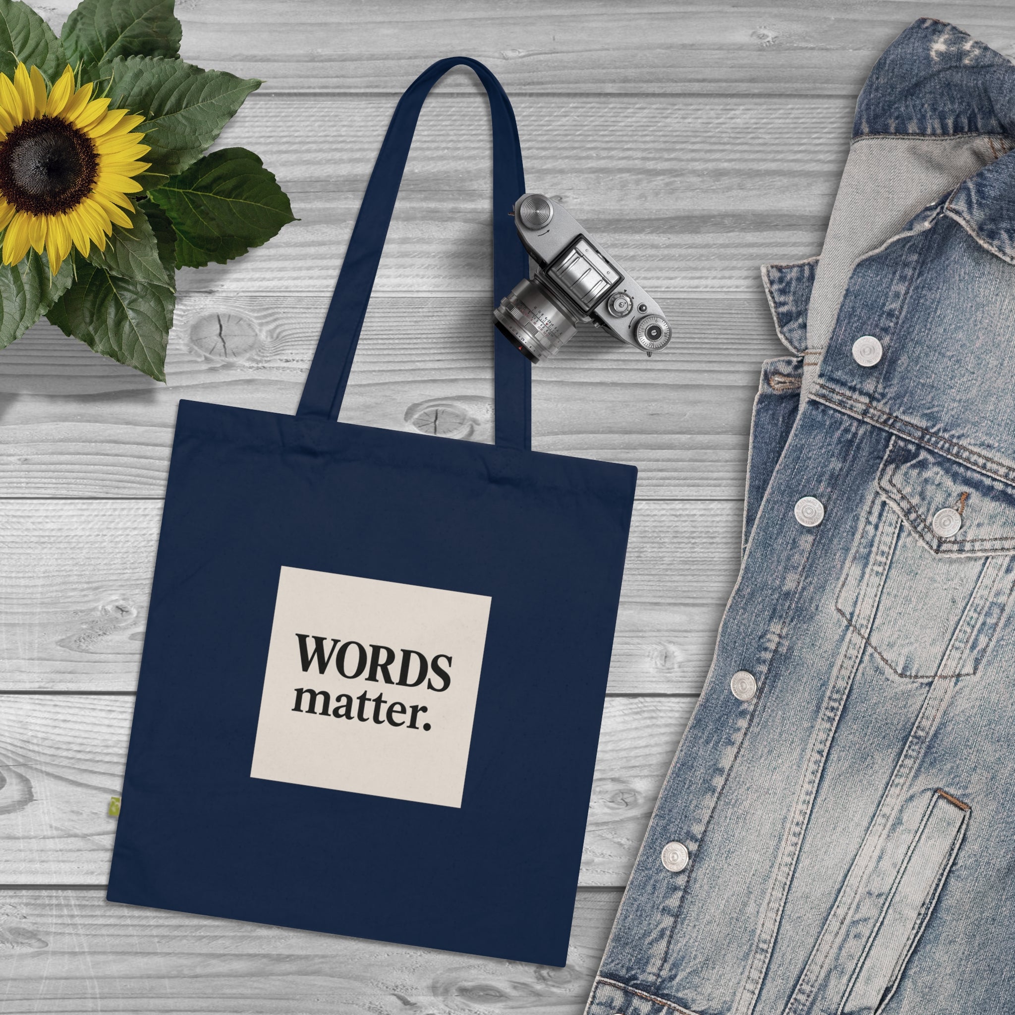 Tote Bag — "WORDS matter." Minimalist Organic Cotton Book Tote for Writers & Activists