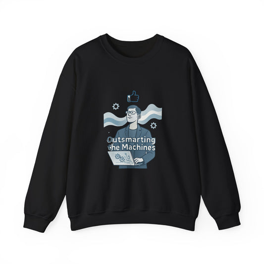 Crewneck Sweatshirt – “Outsmarting the Machines” Retro Tech Graphic