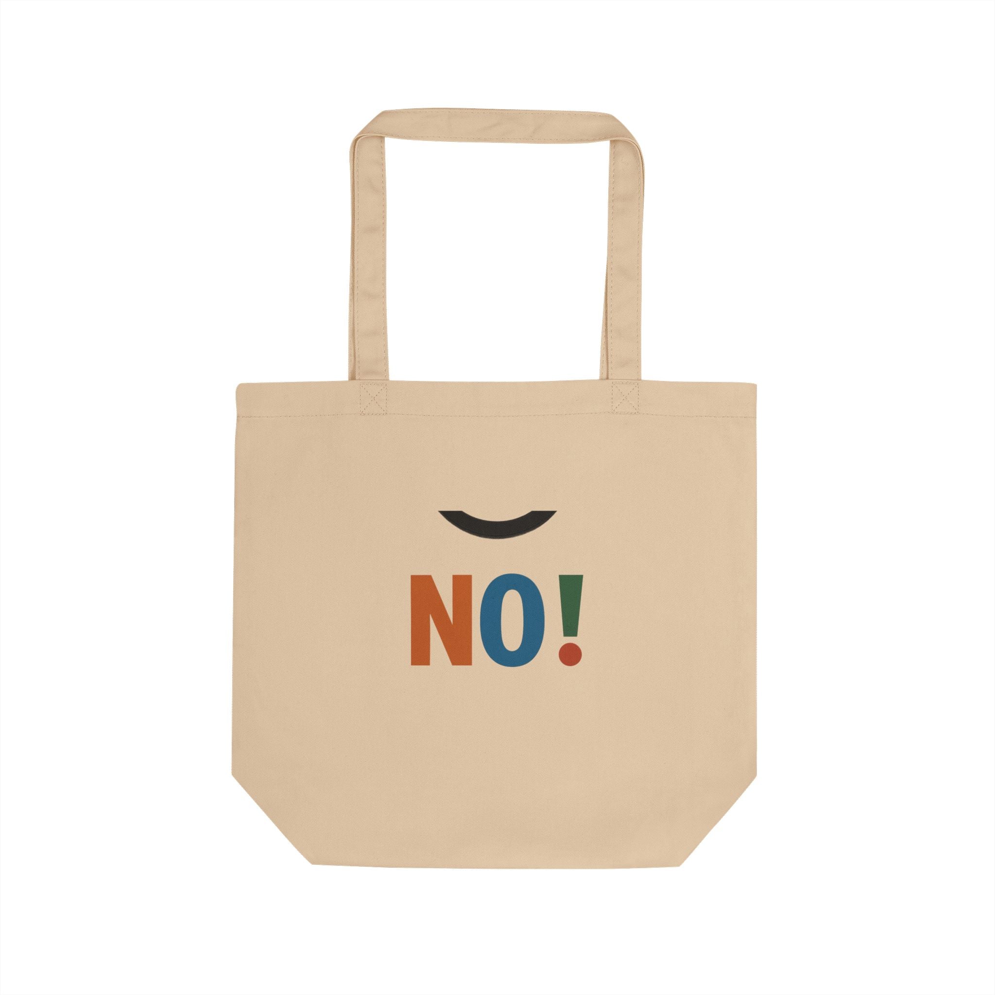 No! Colorblock Eco Tote — Funny Minimalist Reusable Grocery Bag