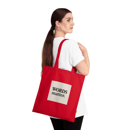 Tote Bag — "WORDS matter." Minimalist Organic Cotton Book Tote for Writers & Activists