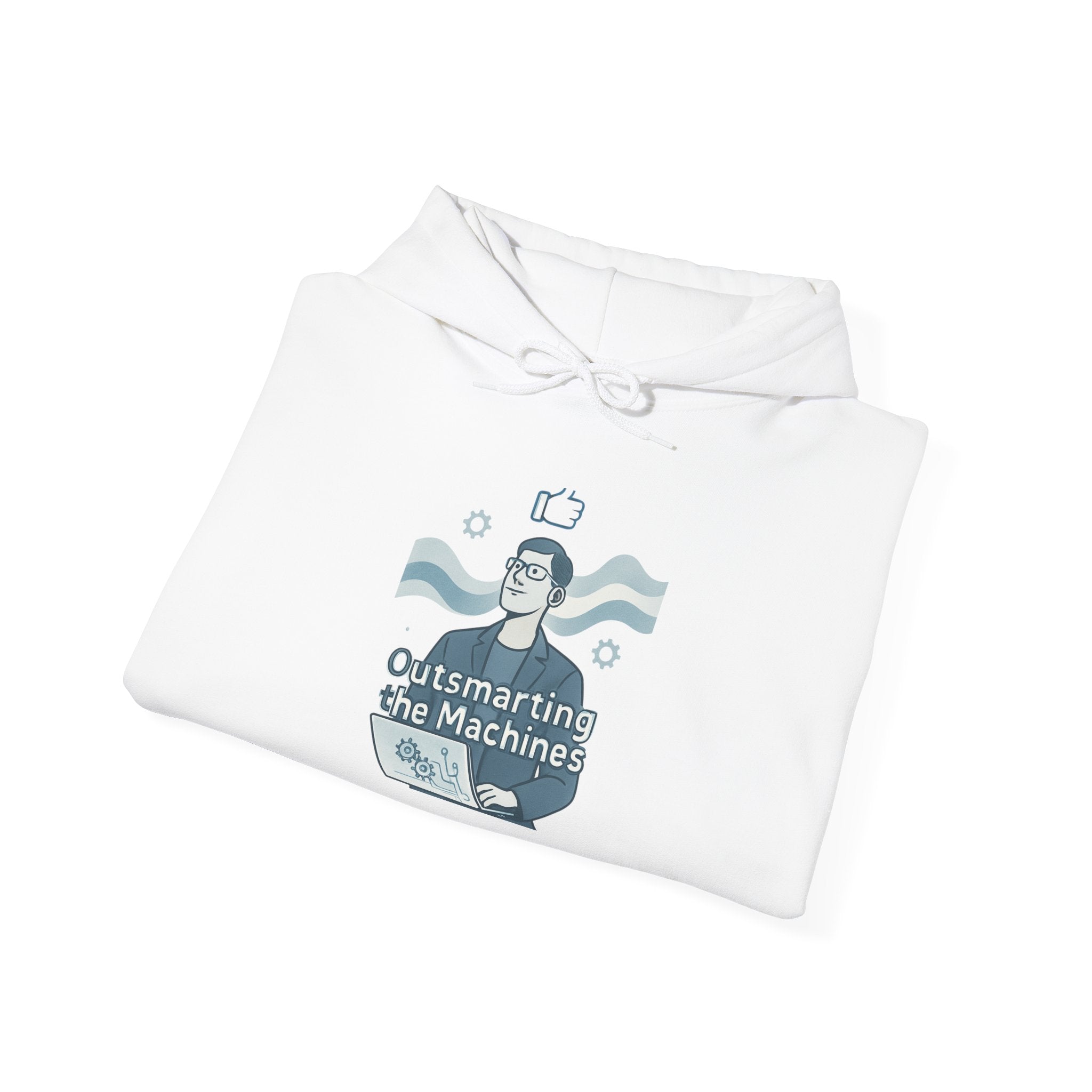 Outsmarting the Machines Hoodie — Retro Tech AI Graphic Sweatshirt