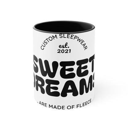 Accent Mug — 'Sweet Dreams' Pink Interior Coffee Cup, Custom Sleepwear Design