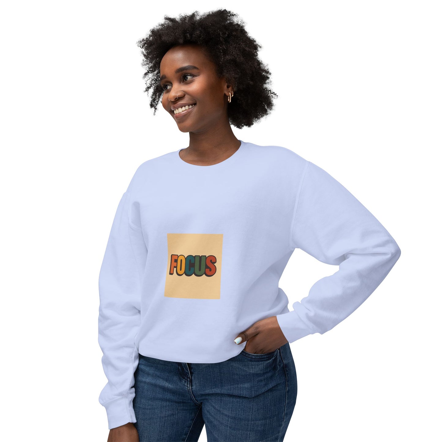 Focus Retro Crewneck Sweatshirt — Motivational Graphic Pullover