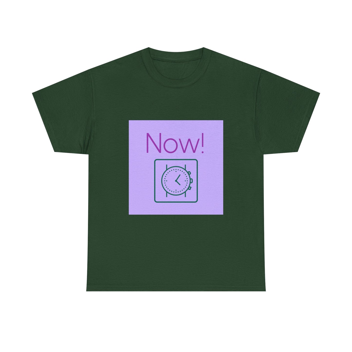 Now! Graphic Tee — Retro Clock Motivational T‑Shirt