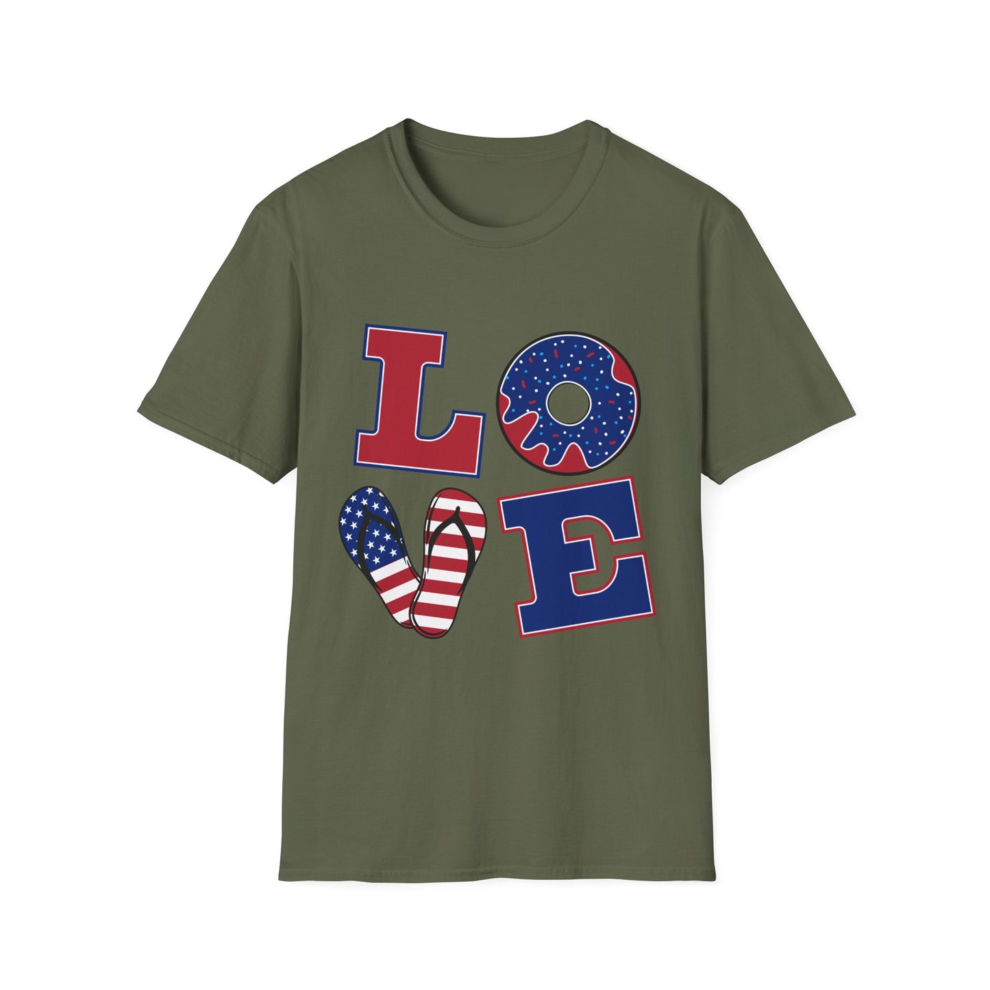 Patriotic LOVE T-Shirt – American Flag Stars & Stripes Fourth of July Tee