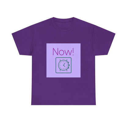 Now! Graphic Tee — Retro Clock Motivational T‑Shirt