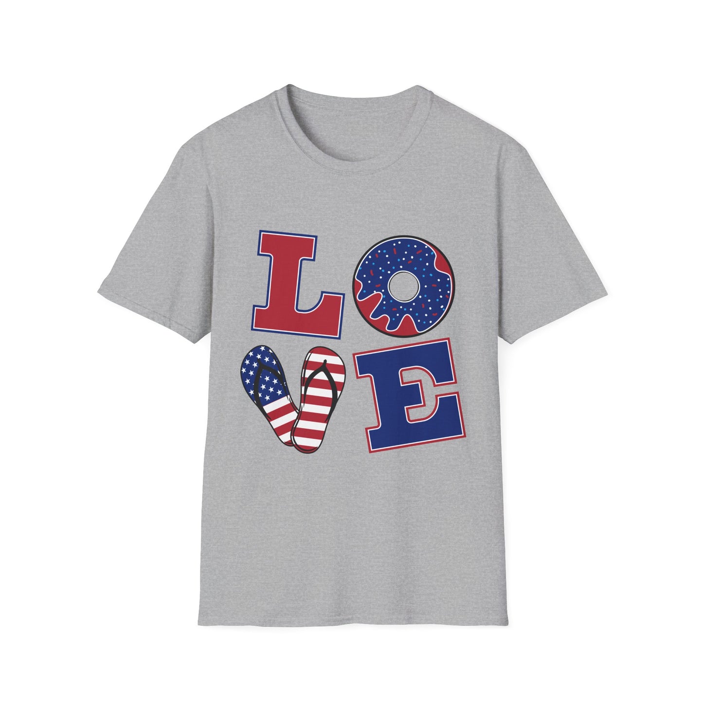 Patriotic LOVE T-Shirt – American Flag Stars & Stripes Fourth of July Tee
