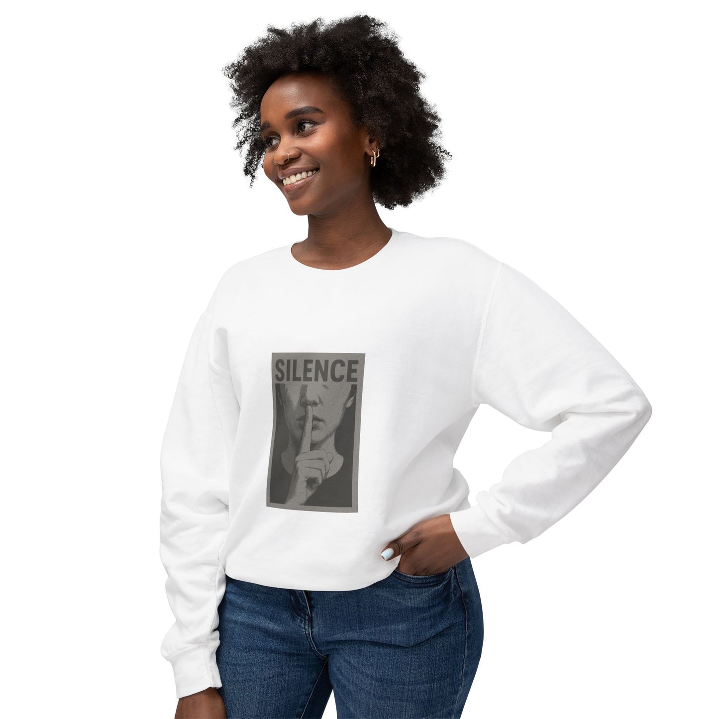 Silence Crewneck Sweatshirt — Minimalist Quiet Vibes Pullover