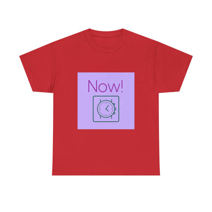 Now! Graphic Tee — Retro Clock Motivational T‑Shirt