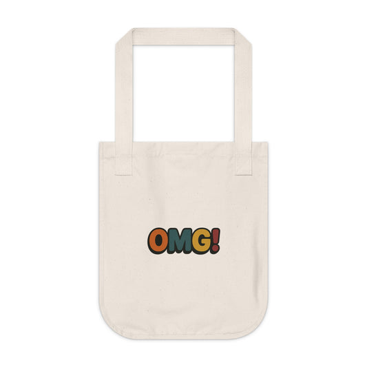 OMG! Retro Graphic Tote Bag — Organic Canvas Beach & Market Shopper