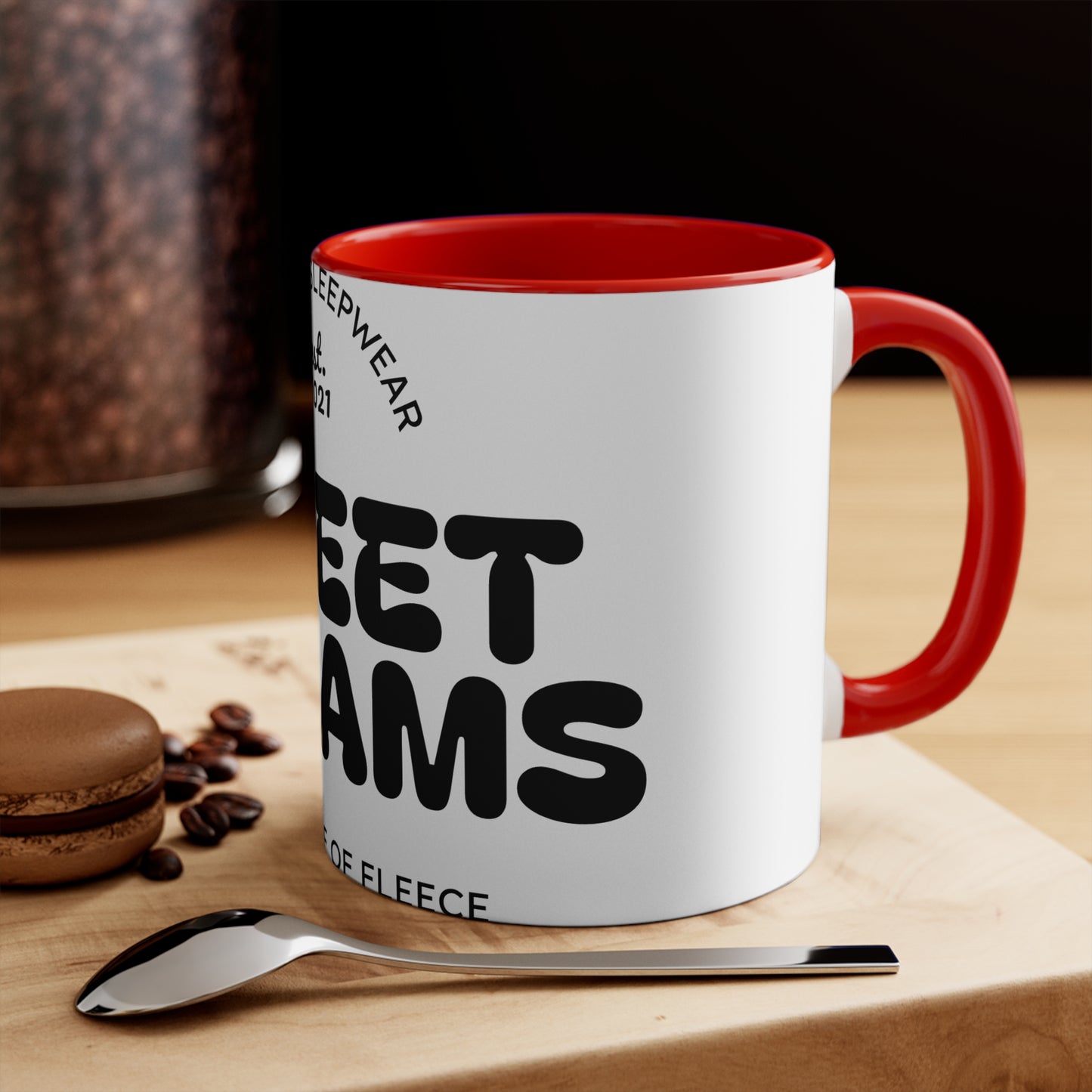 Accent Mug — 'Sweet Dreams' Pink Interior Coffee Cup, Custom Sleepwear Design