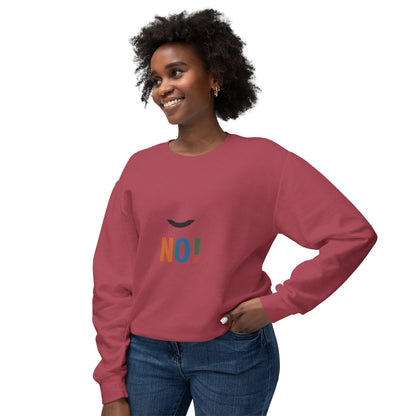 No! Minimalist Crewneck Sweatshirt — Bold Color Block Statement