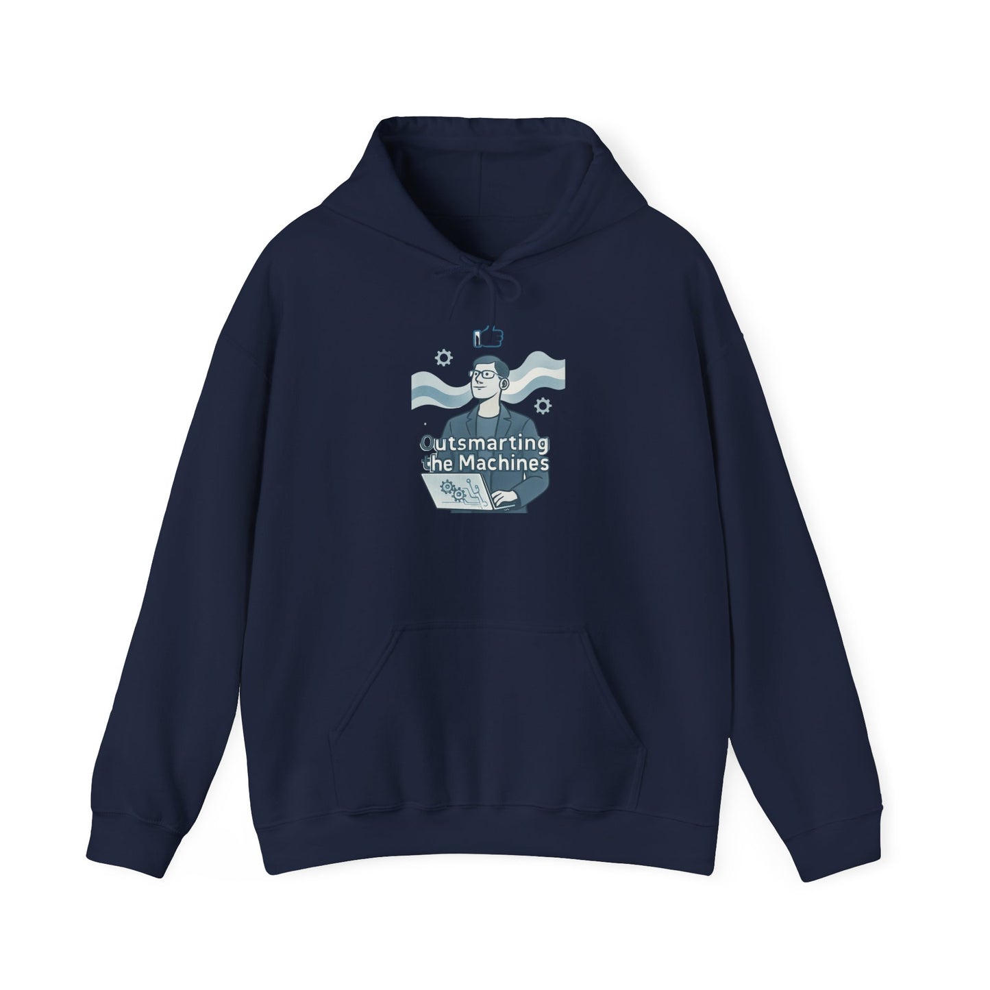 Outsmarting the Machines Hoodie — Retro Tech AI Graphic Sweatshirt