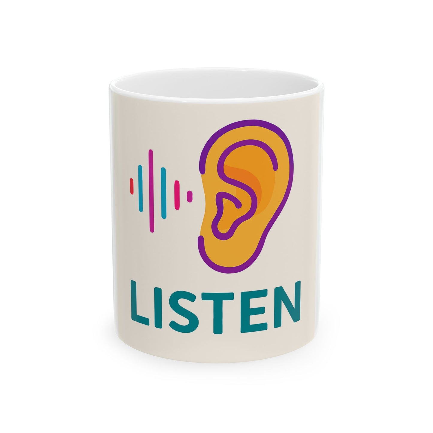 Listen Ear Ceramic Mug — 11oz & 15oz Inspirational Coffee Cup