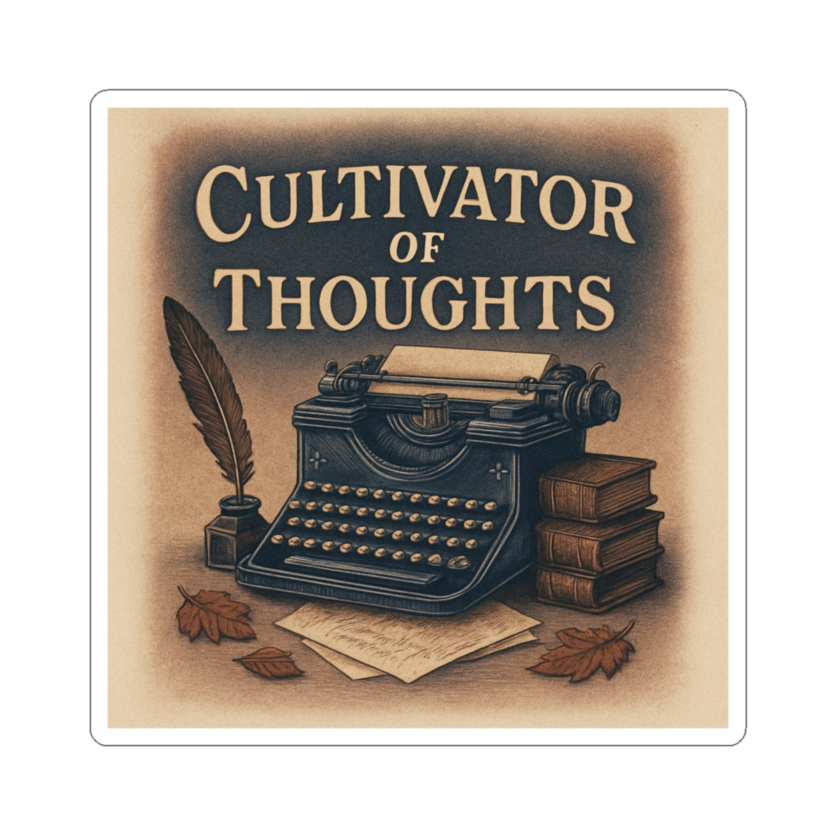 Cultivator of Thoughts Typewriter Sticker — Literary Writer Laptop Sticker