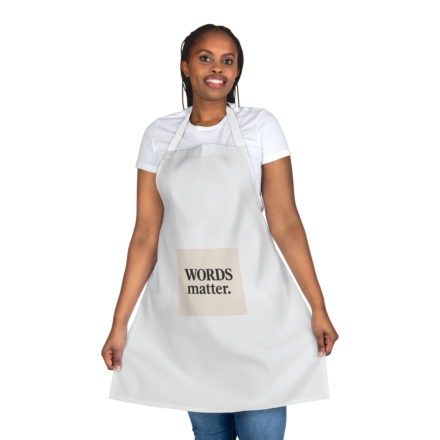Words Matter Apron — Statement Kitchen Apron with Bold Typography