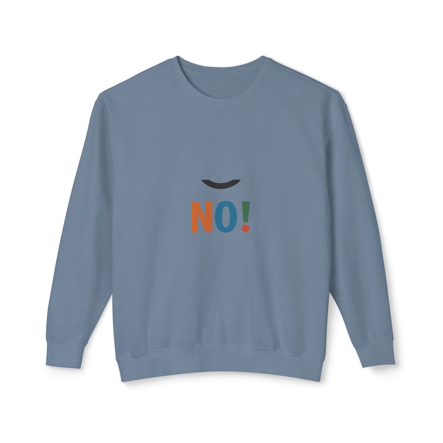 No! Minimalist Crewneck Sweatshirt — Bold Color Block Statement