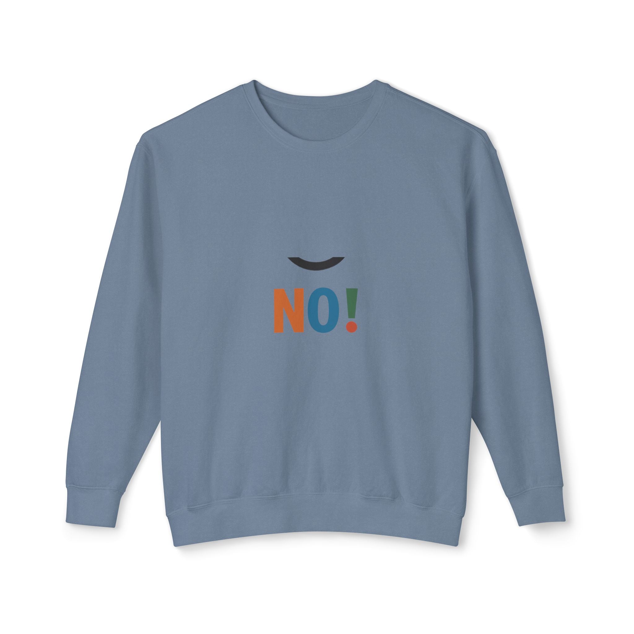 No! Minimalist Crewneck Sweatshirt — Bold Color Block Statement