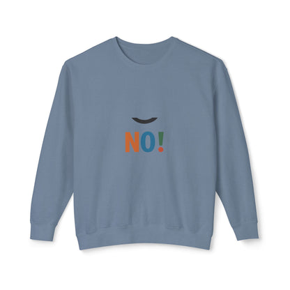 No! Minimalist Crewneck Sweatshirt — Bold Color Block Statement