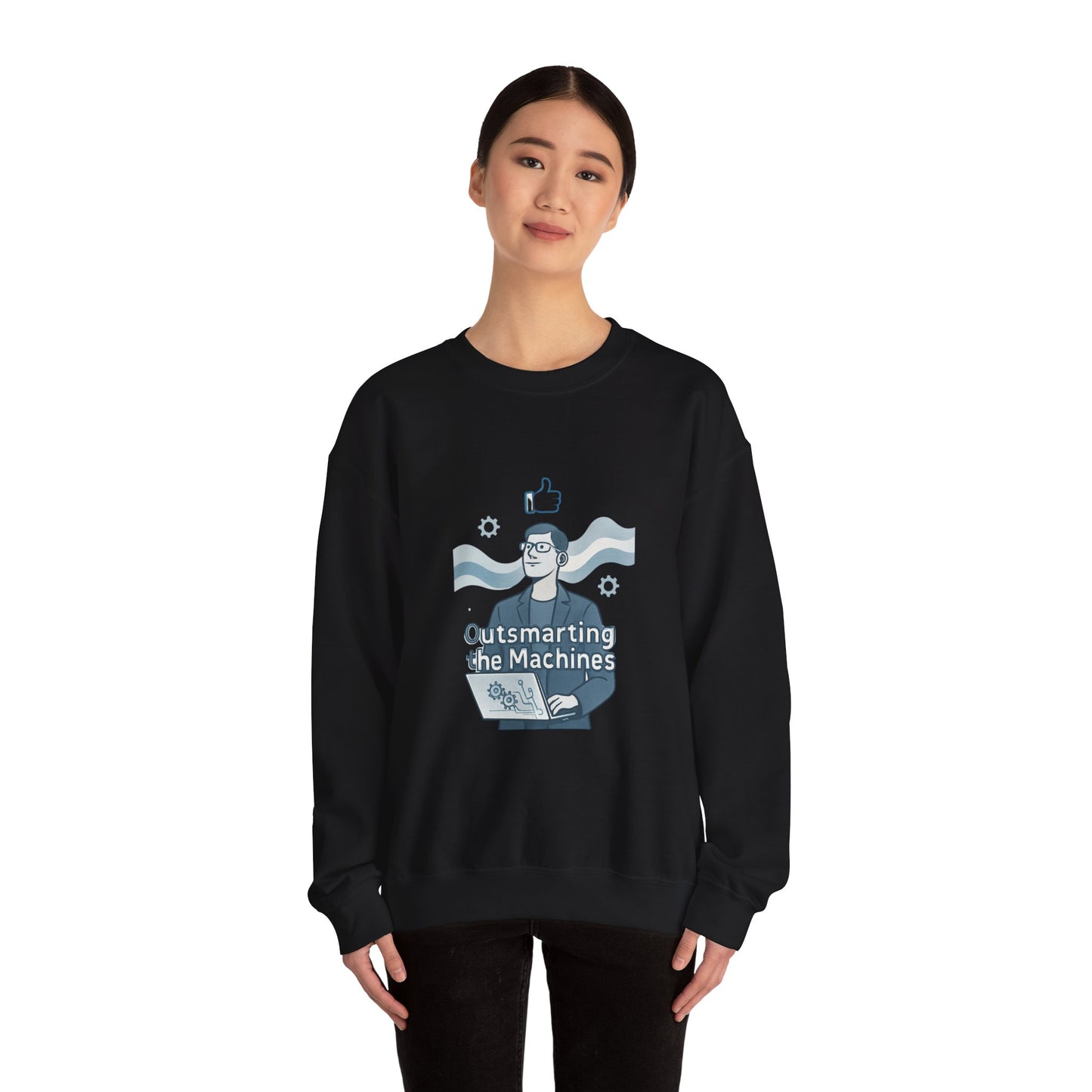 Crewneck Sweatshirt – “Outsmarting the Machines” Retro Tech Graphic