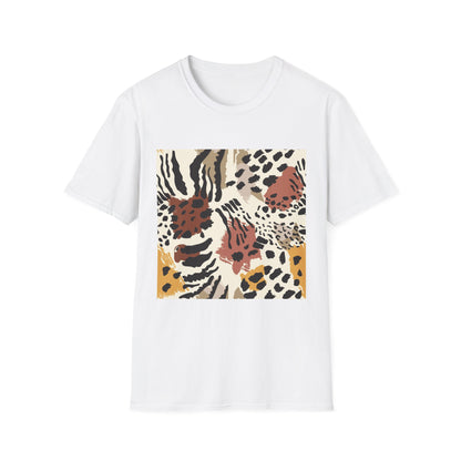 Animal Print Square Graphic Tee — Neutral Leopard & Zebra Pattern T-Shirt