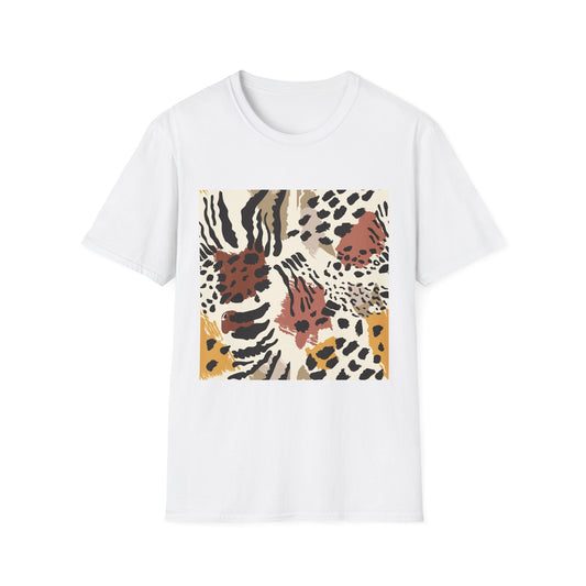 Animal Print Square Graphic Tee — Neutral Leopard & Zebra Pattern T-Shirt