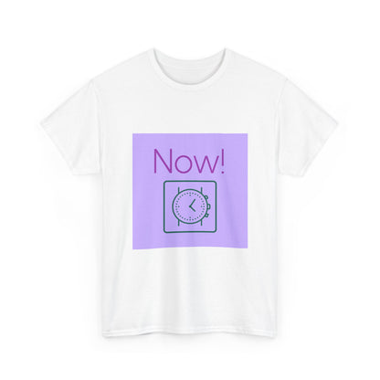 Now! Graphic Tee — Retro Clock Motivational T‑Shirt