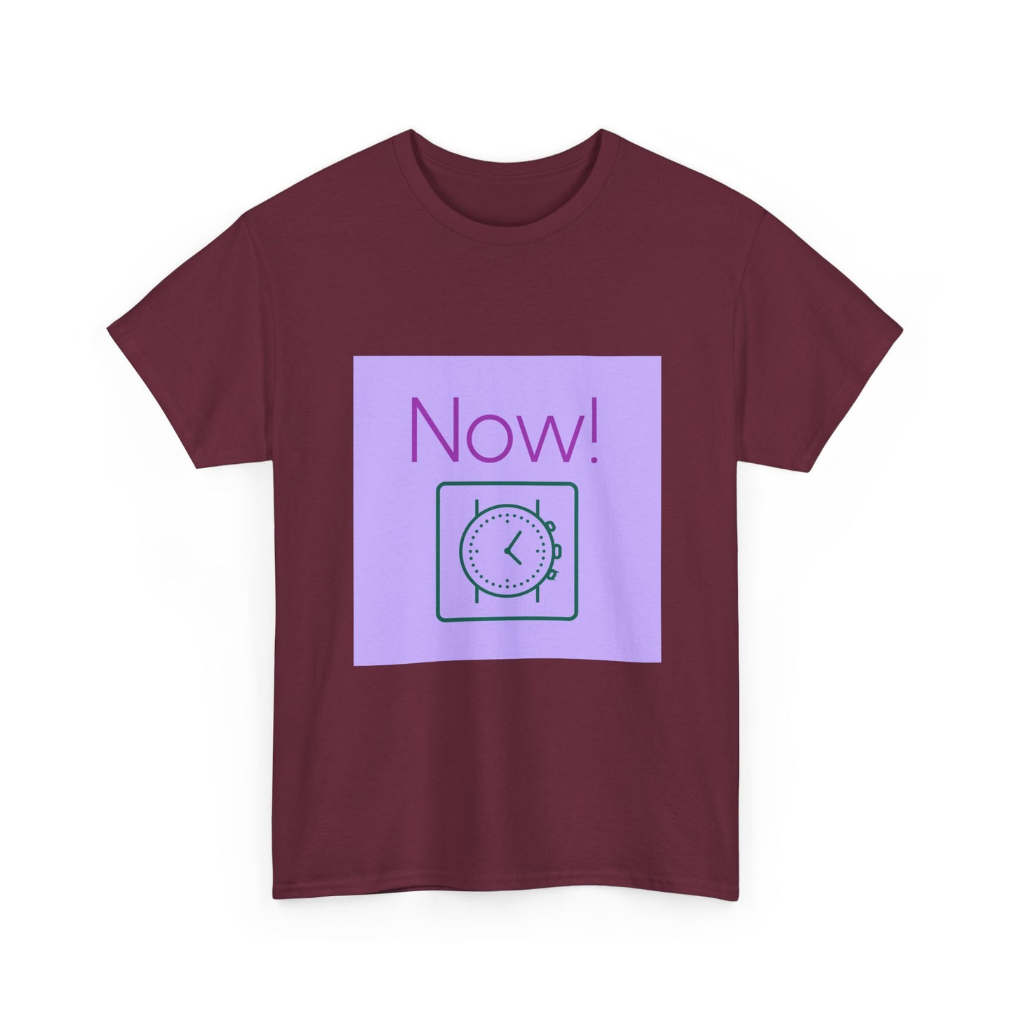 Now! Graphic Tee — Retro Clock Motivational T‑Shirt