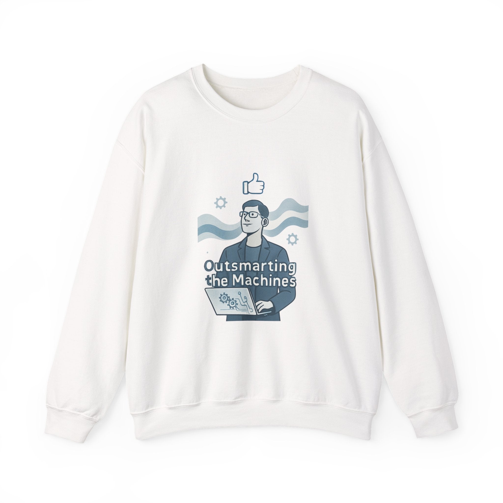 Crewneck Sweatshirt – “Outsmarting the Machines” Retro Tech Graphic