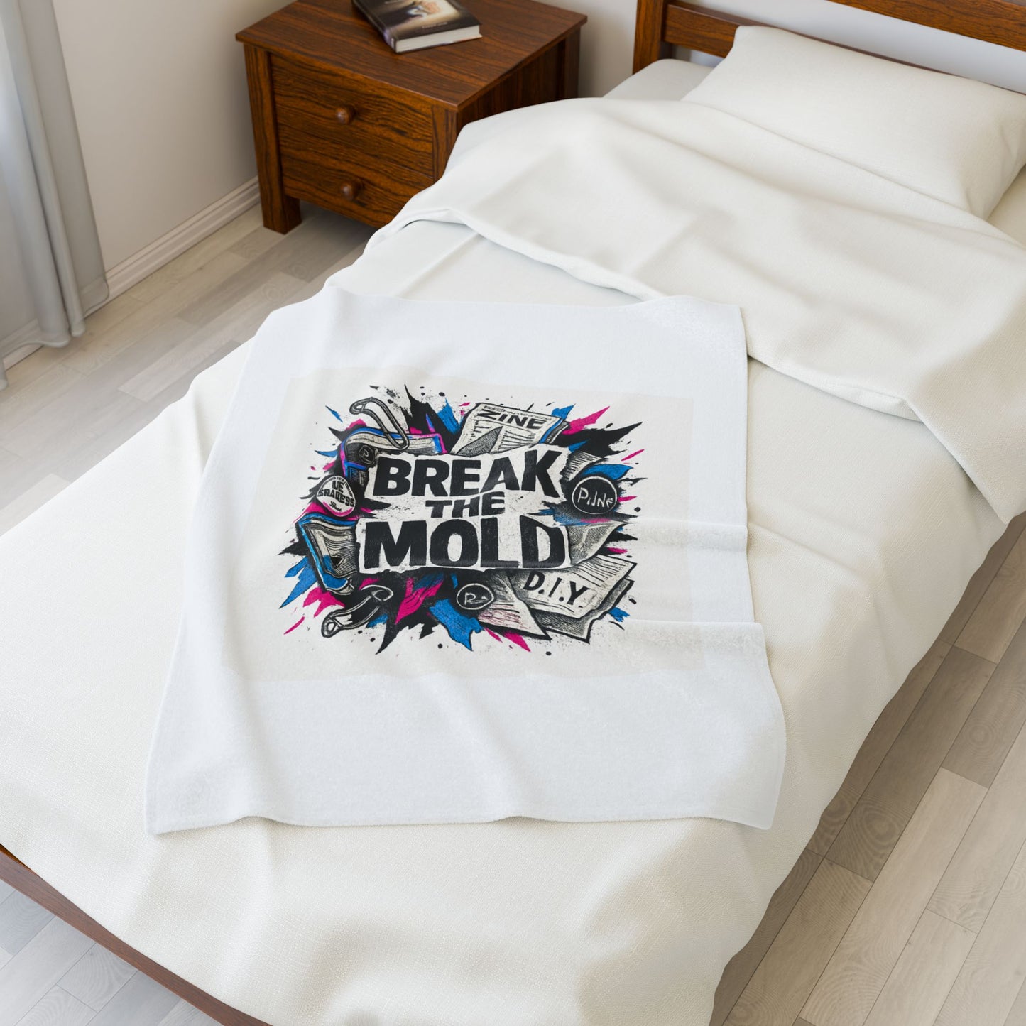 Velveteen Blanket — “Break the Mold” Graphic Throw for Creatives