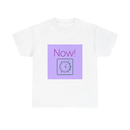 Now! Graphic Tee — Retro Clock Motivational T‑Shirt