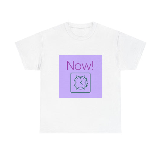Now! Graphic Tee — Retro Clock Motivational T‑Shirt