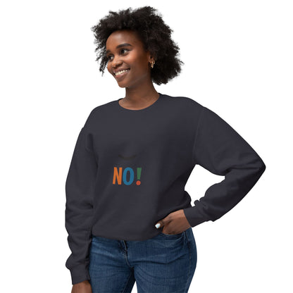 No! Minimalist Crewneck Sweatshirt — Bold Color Block Statement
