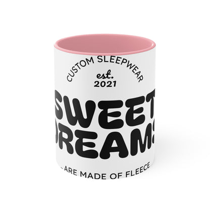 Accent Mug — 'Sweet Dreams' Pink Interior Coffee Cup, Custom Sleepwear Design