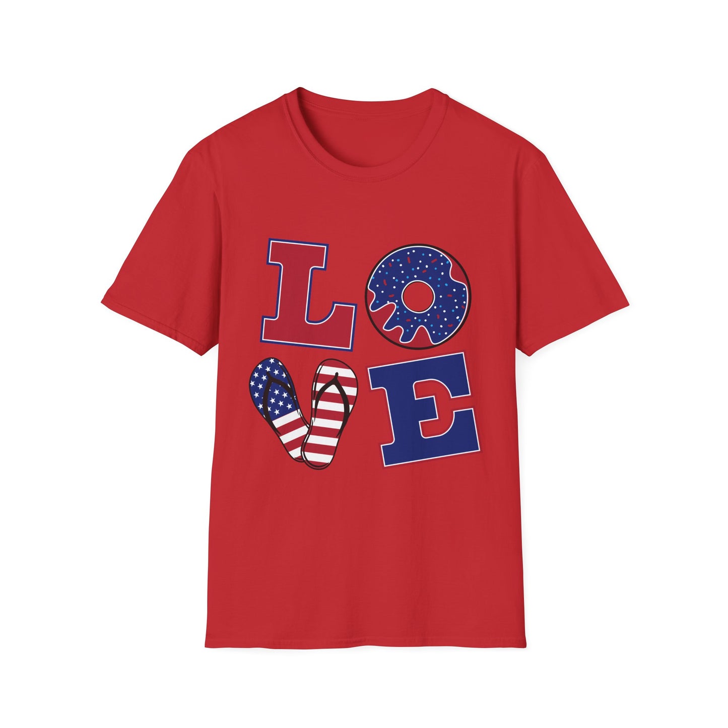 Patriotic LOVE T-Shirt – American Flag Stars & Stripes Fourth of July Tee