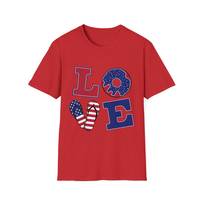 Patriotic LOVE T-Shirt – American Flag Stars & Stripes Fourth of July Tee