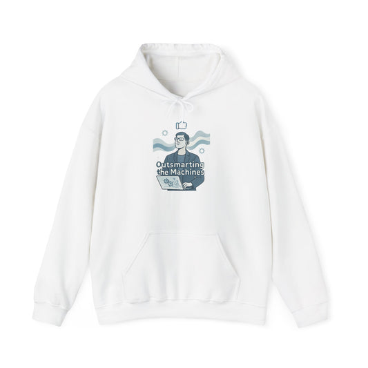 Outsmarting the Machines Hoodie — Retro Tech AI Graphic Sweatshirt
