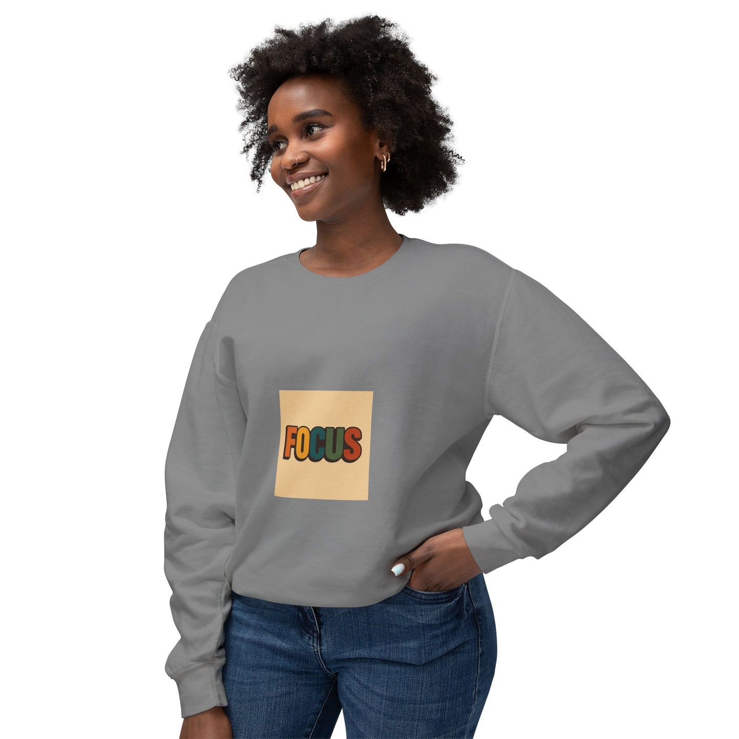 Focus Retro Crewneck Sweatshirt — Motivational Graphic Pullover