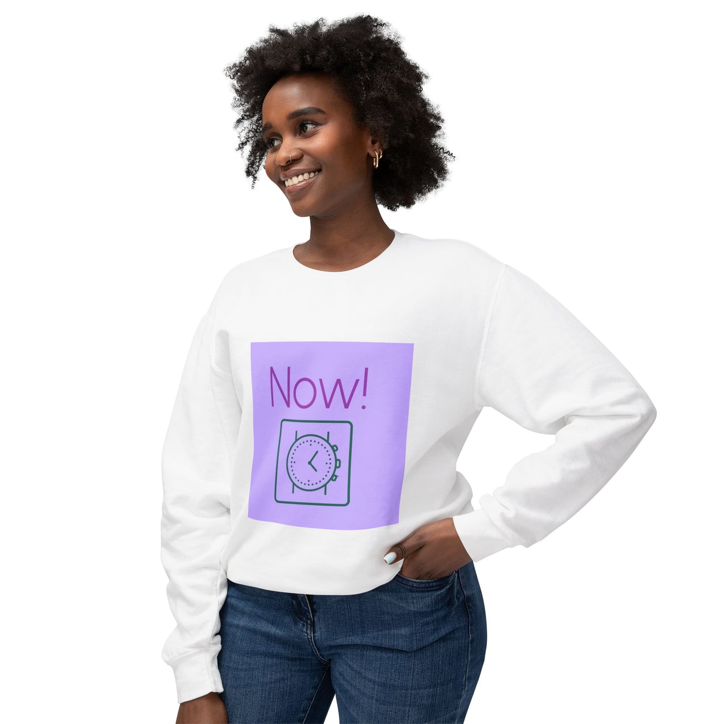 Now! Clock Graphic Sweatshirt — Motivational Crewneck