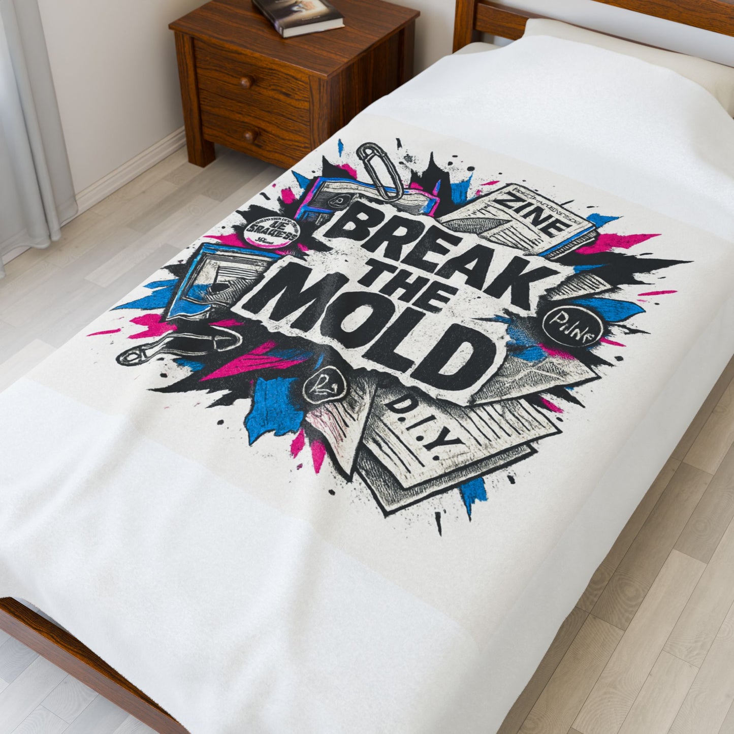 Velveteen Blanket — “Break the Mold” Graphic Throw for Creatives